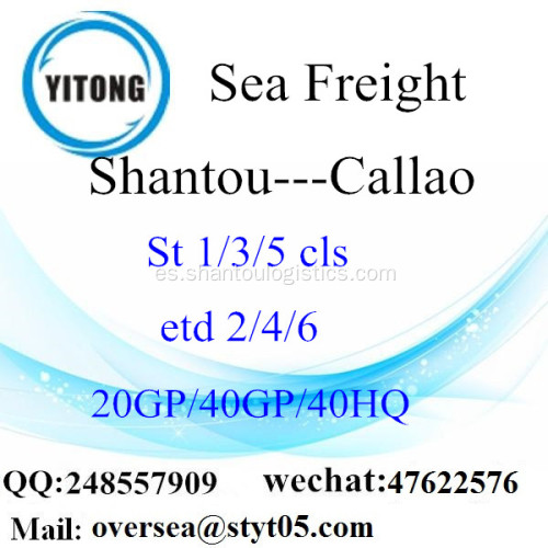 Carga de mar de puerto de Shantou envío al Callao